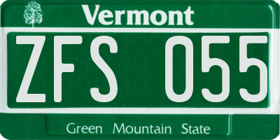 VT license plate ZFS055