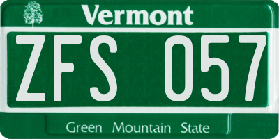 VT license plate ZFS057
