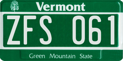 VT license plate ZFS061