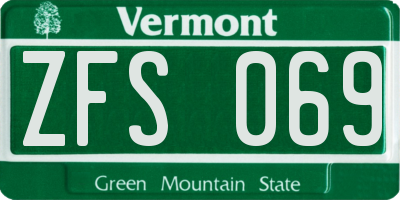 VT license plate ZFS069