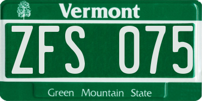 VT license plate ZFS075