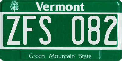 VT license plate ZFS082