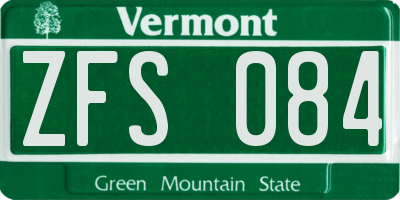 VT license plate ZFS084