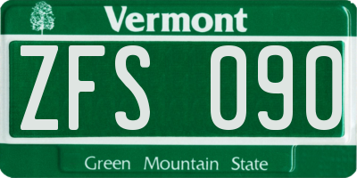 VT license plate ZFS090