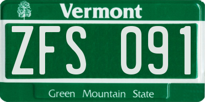 VT license plate ZFS091