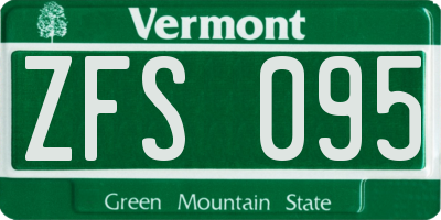 VT license plate ZFS095