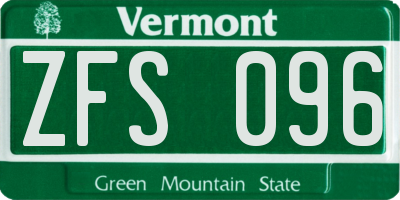 VT license plate ZFS096