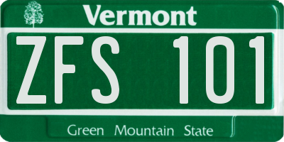 VT license plate ZFS101
