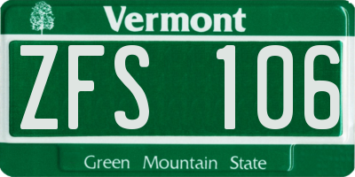 VT license plate ZFS106