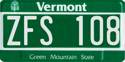 VT license plate ZFS108