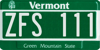 VT license plate ZFS111