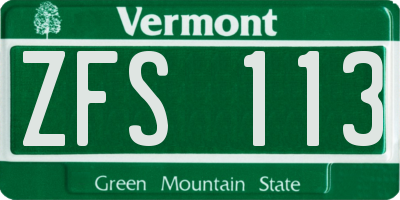 VT license plate ZFS113