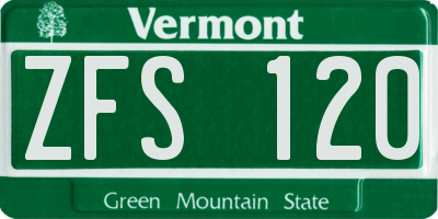 VT license plate ZFS120