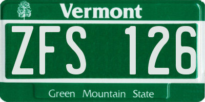 VT license plate ZFS126