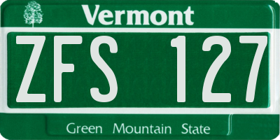 VT license plate ZFS127
