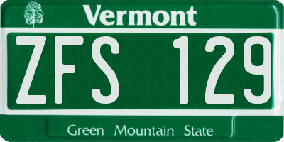 VT license plate ZFS129