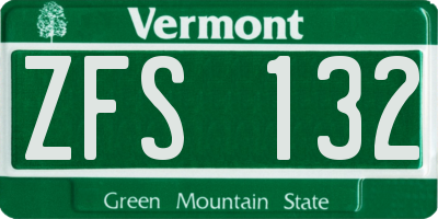 VT license plate ZFS132