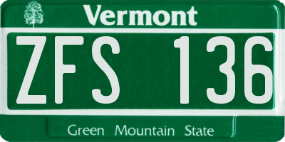 VT license plate ZFS136