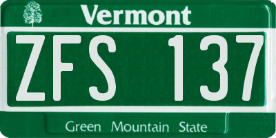 VT license plate ZFS137