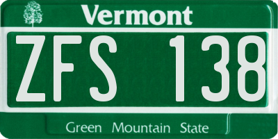 VT license plate ZFS138