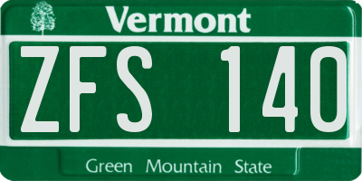 VT license plate ZFS140