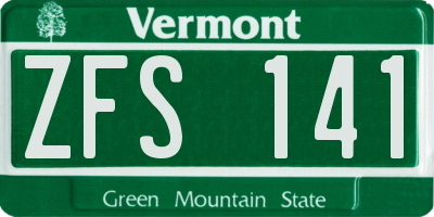 VT license plate ZFS141