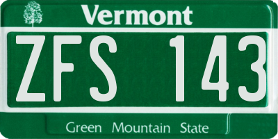VT license plate ZFS143