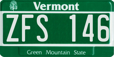 VT license plate ZFS146