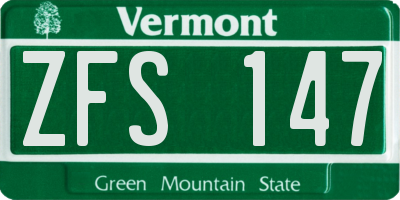 VT license plate ZFS147