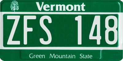 VT license plate ZFS148