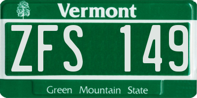 VT license plate ZFS149