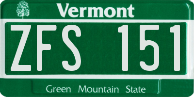 VT license plate ZFS151