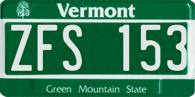 VT license plate ZFS153
