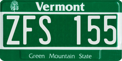 VT license plate ZFS155