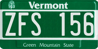 VT license plate ZFS156