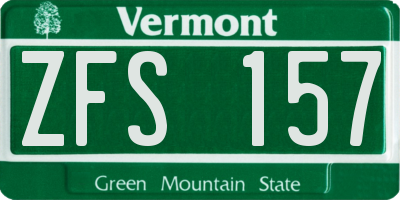 VT license plate ZFS157
