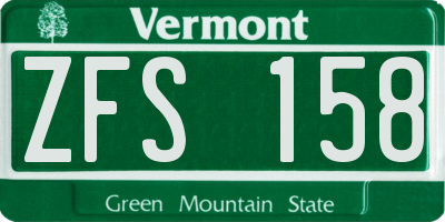 VT license plate ZFS158