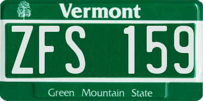 VT license plate ZFS159