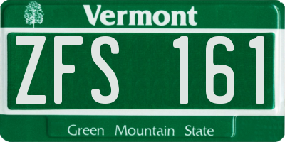 VT license plate ZFS161