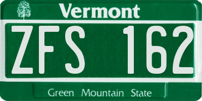 VT license plate ZFS162
