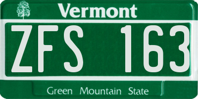 VT license plate ZFS163