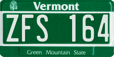 VT license plate ZFS164