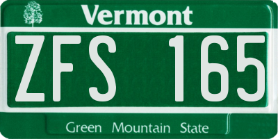 VT license plate ZFS165