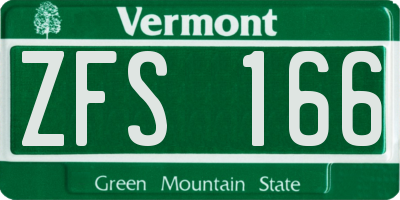 VT license plate ZFS166