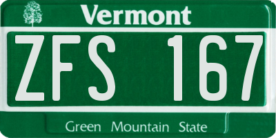 VT license plate ZFS167
