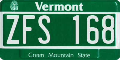 VT license plate ZFS168