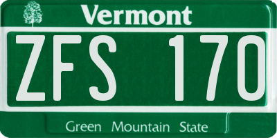 VT license plate ZFS170