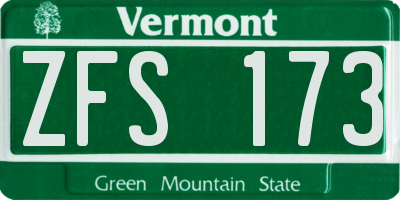 VT license plate ZFS173