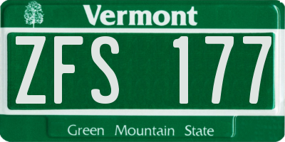VT license plate ZFS177