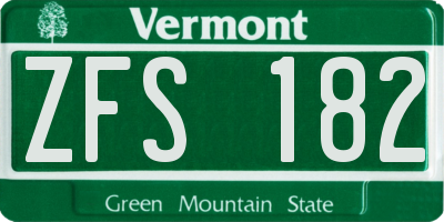 VT license plate ZFS182